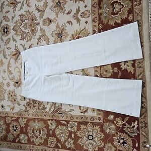 Banana Republic Size 10 White Linen/Rayon Slacks